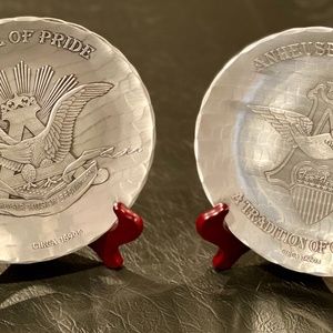 UNIQUE GIFT / COLLECTIBLE! Limited Ed. 2 Anheuser-Busch handmade silver plates